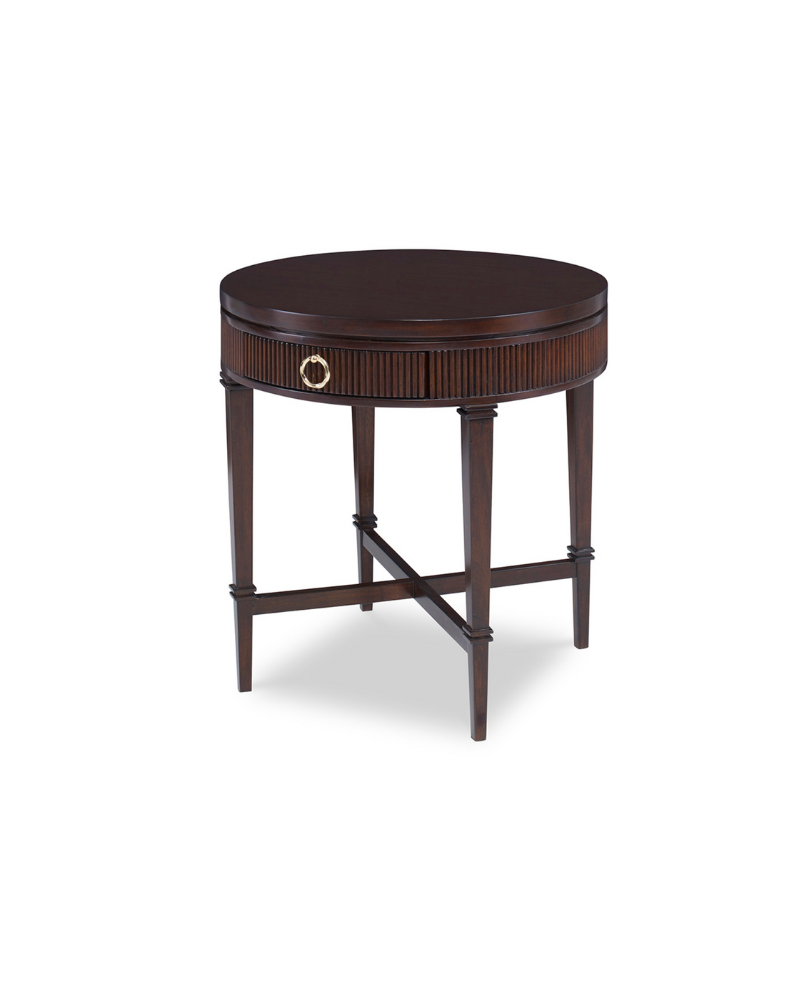 Round Wood Side Table - Brown