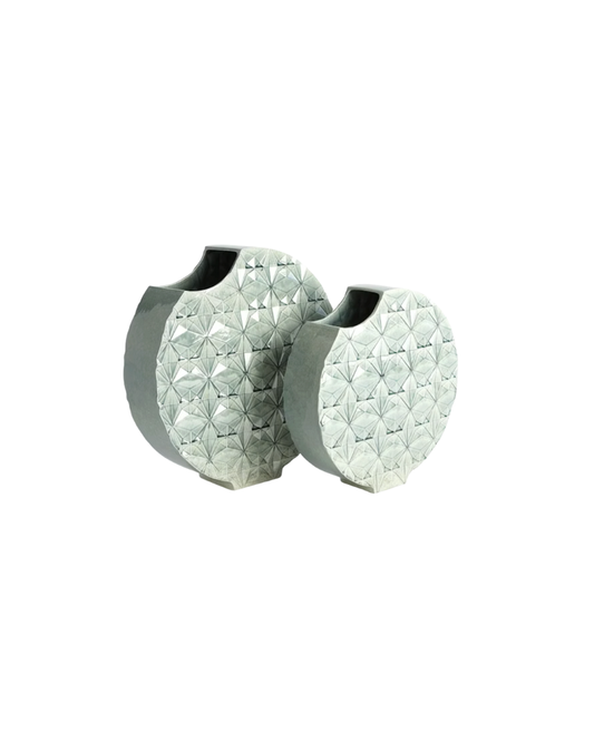 Ceramic Geometric Vase Large- Green