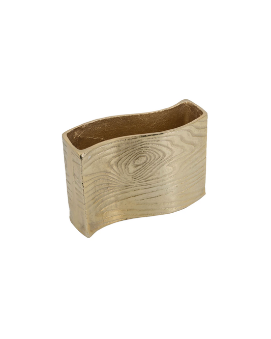 Timber Wavy Rectangle Vase - Gold