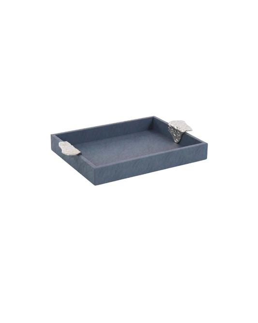 Gypsy Serving Tray With Silver Handle - Blue