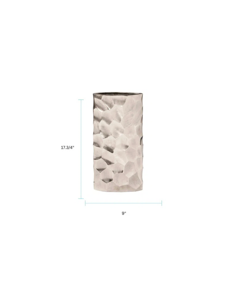 Tall Metal Vase - Silver