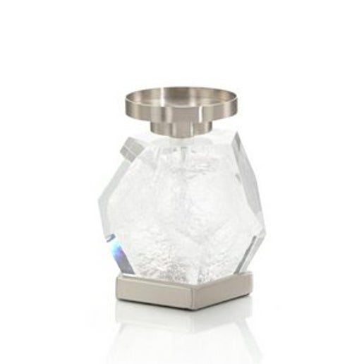 Crystal & Nickel Faceted Acrylic Candleholder