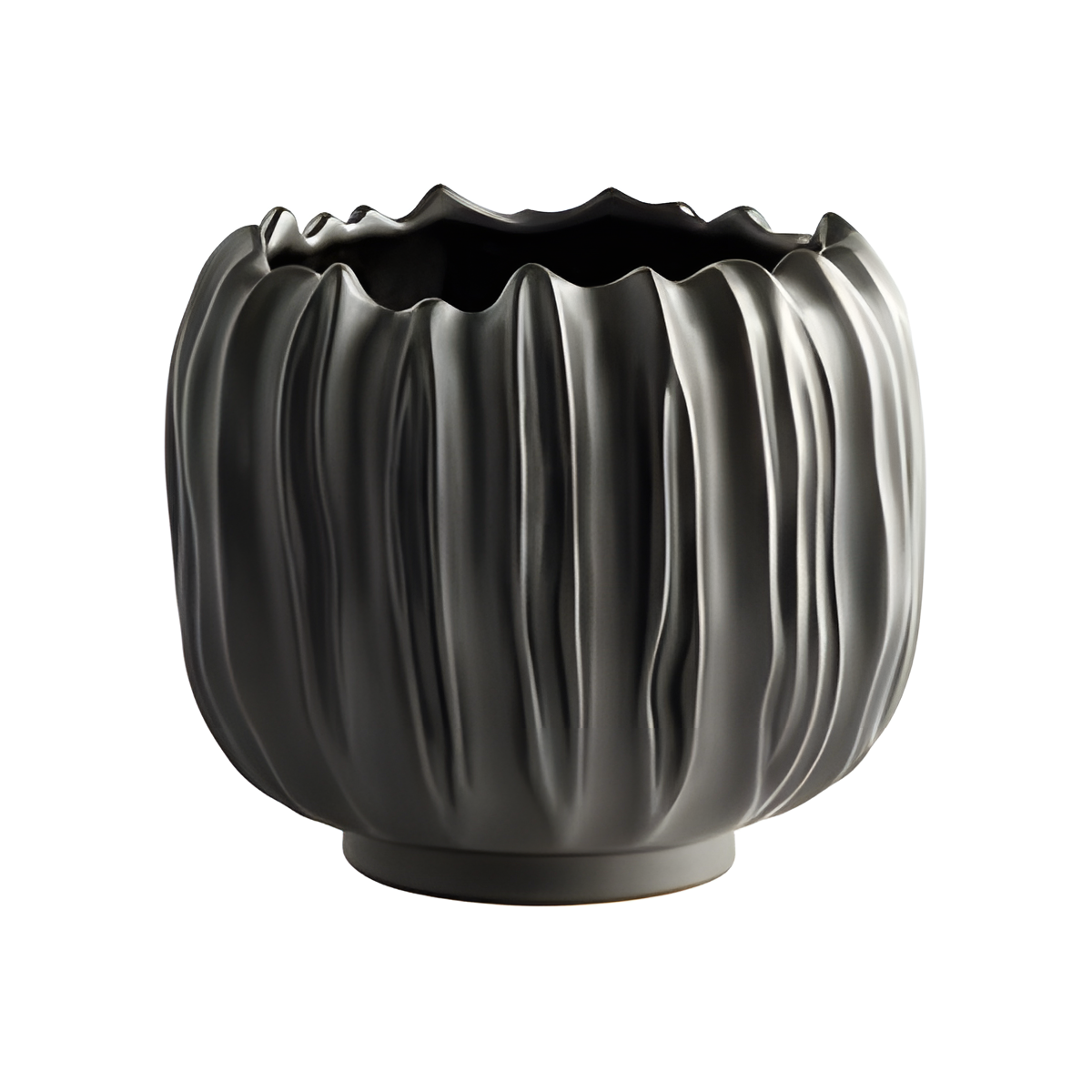 Black Ribbed Vase