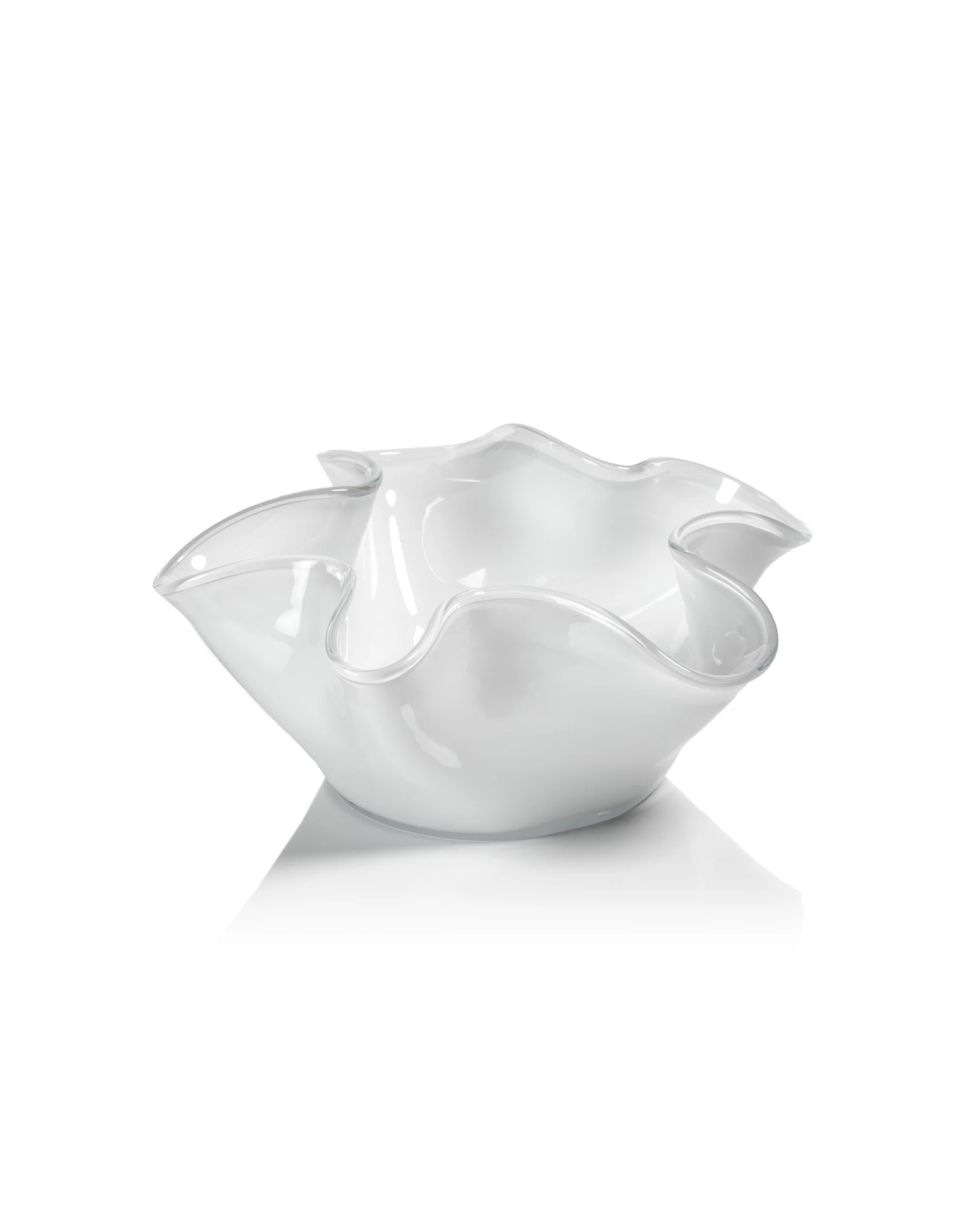 Tropezana Wave Glass Bowl, White