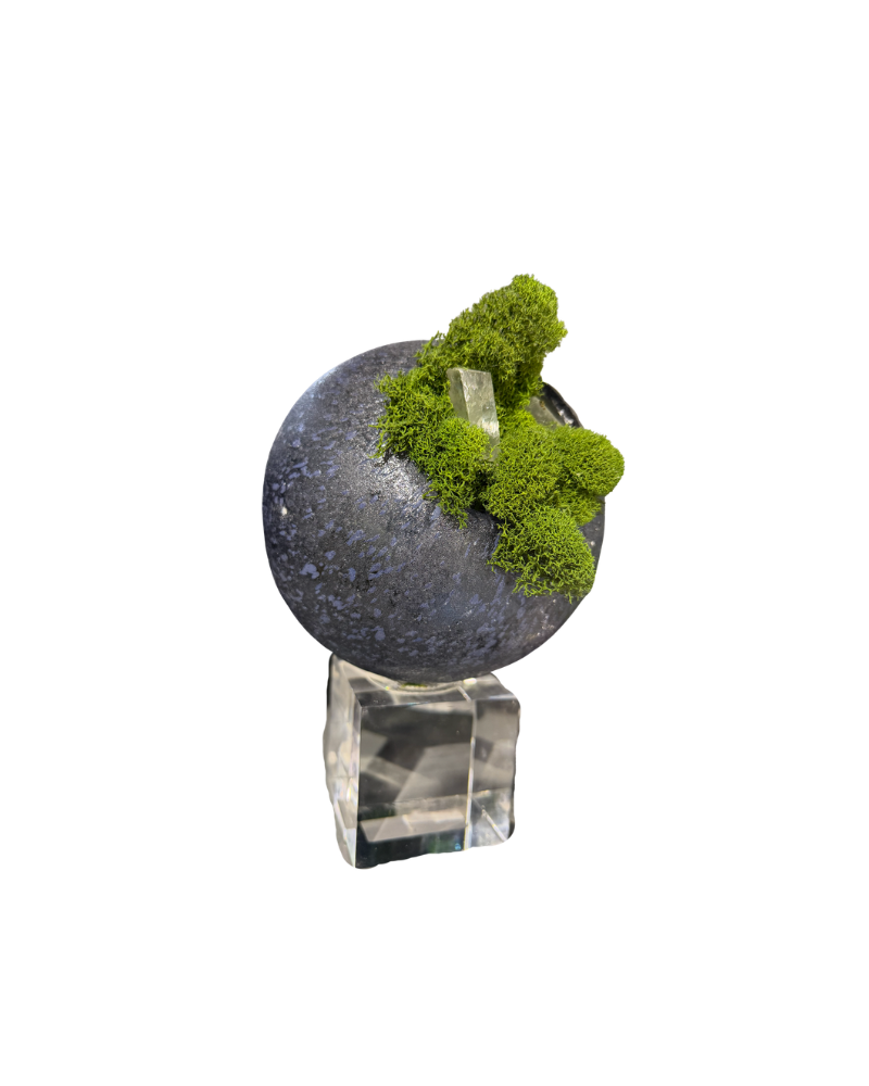 Sphere with Crystal Base Floral - Blue