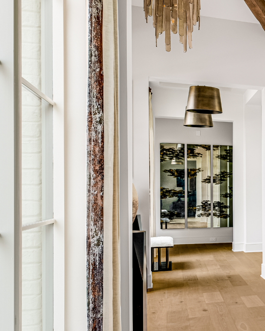 Drapery Panels - Ivory Linen with Trim