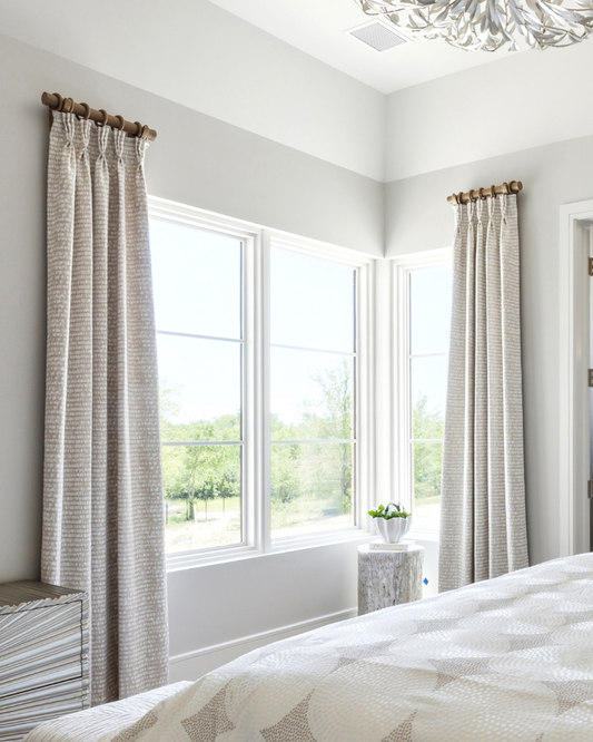 Drapery Panels - Silver and Tan Brushed Print