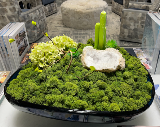Floral Arrangement in Teal Bowl