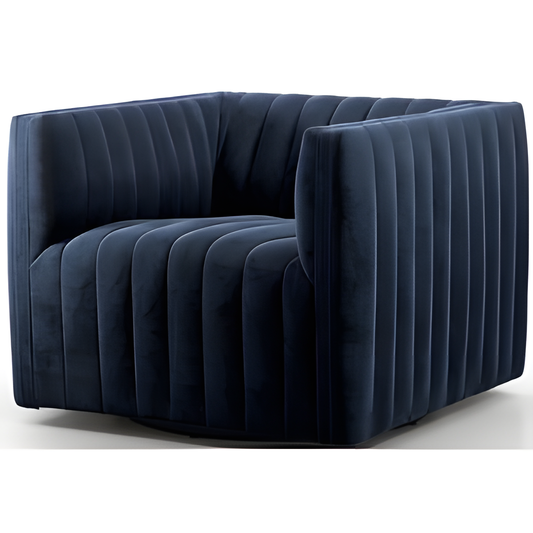 Navy Channel Upholstered Swivel Chair
