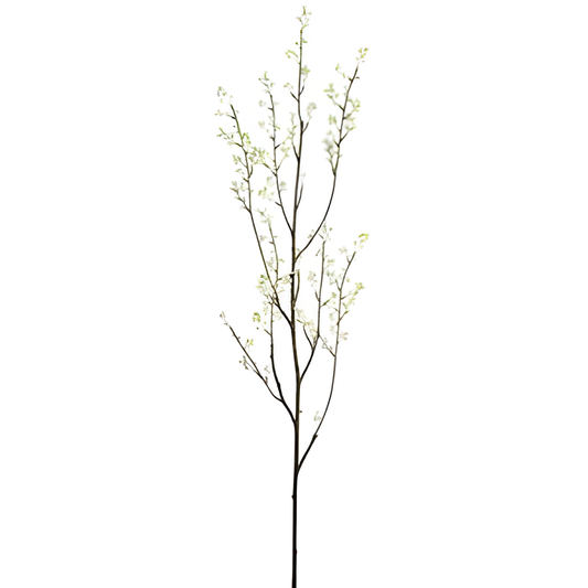 Cream and Green Plum Blossom Branch, 57 Inches