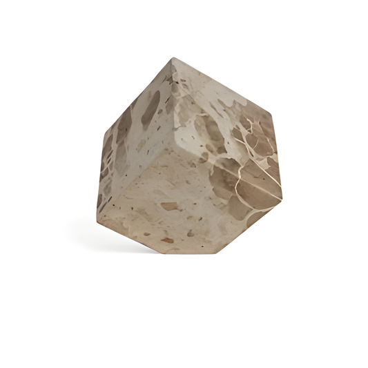 Large Butterscotch Marble Cube Object, Gray