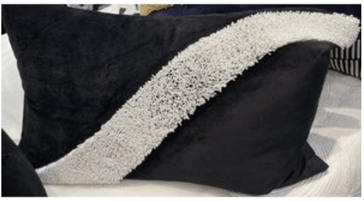 Raised Cream Bead Pillow - Black