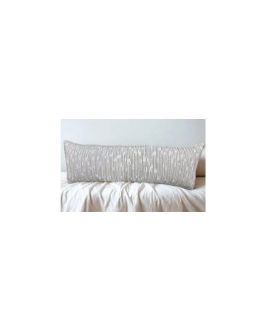14 X 38 Beaded Front Pillow- Cream