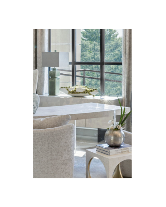 Oval and Circles Moss Centerpice - Green/White