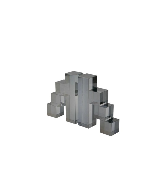 Glass Block Bookends - Smoke