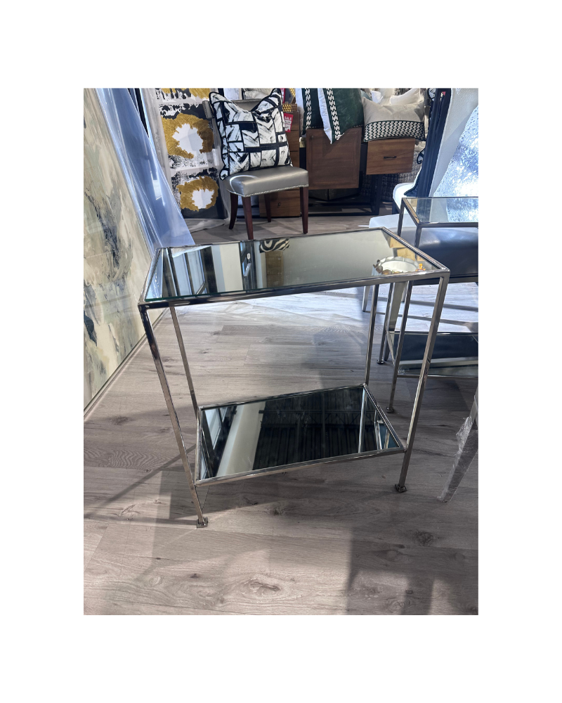 Mirrored Side Table - Silver