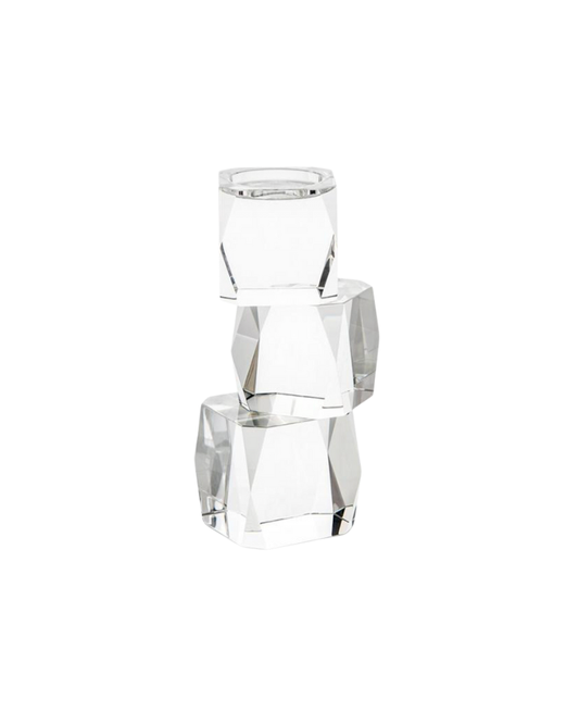 Crystal Cubist Candleholder 3- Clear