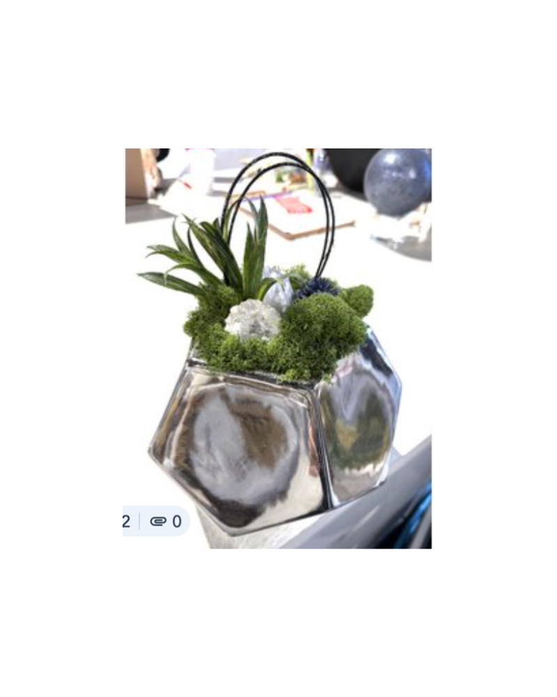 Honeycomb Large Planter Floral - Silver