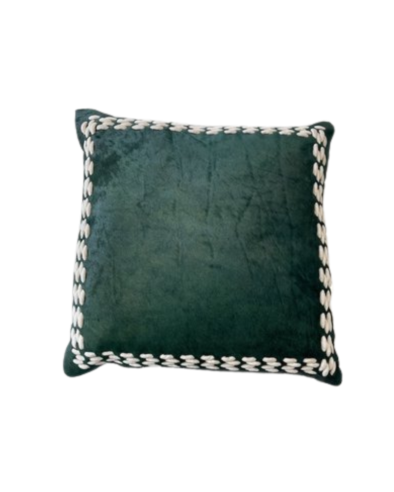 Callisto Green Hide w/ Woven Creme Velvet Border