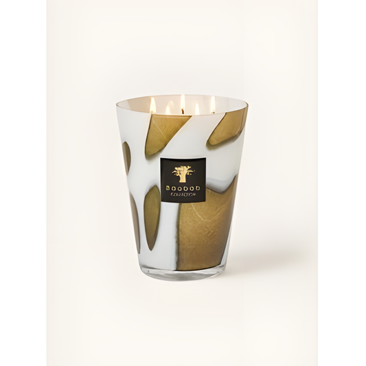 Decorative Candle in Gold and White Vessel