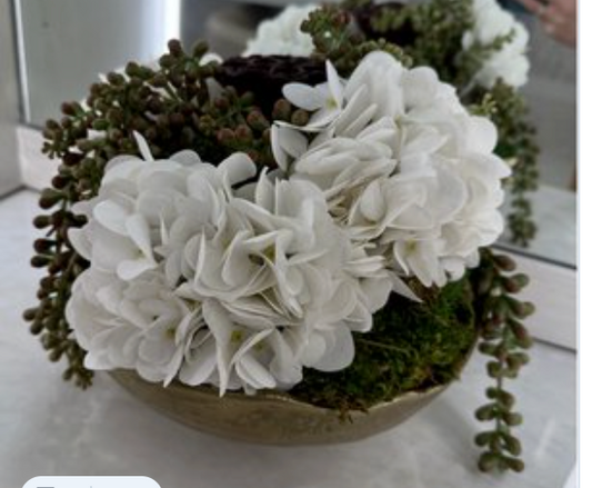 Round Gold Bowl Floral - Green