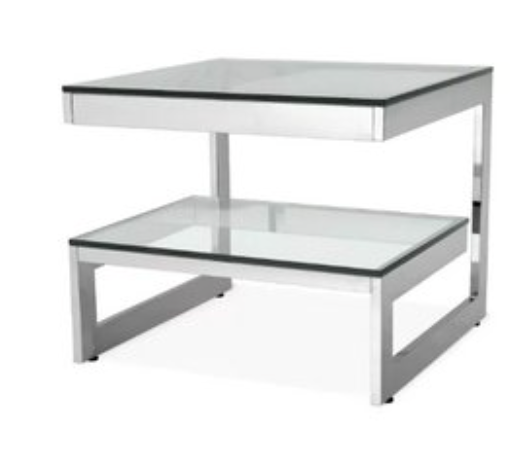 Sqaure Glass End Table - Silver