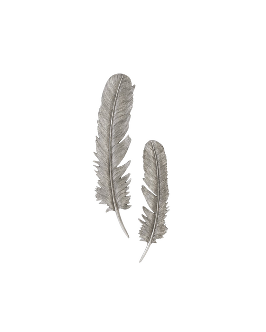 Feather Wall Art - Set of 2 - Silver