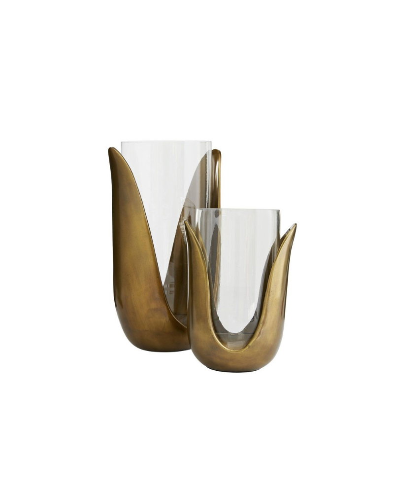 Tulip Cast Vase Set - Antique Brass