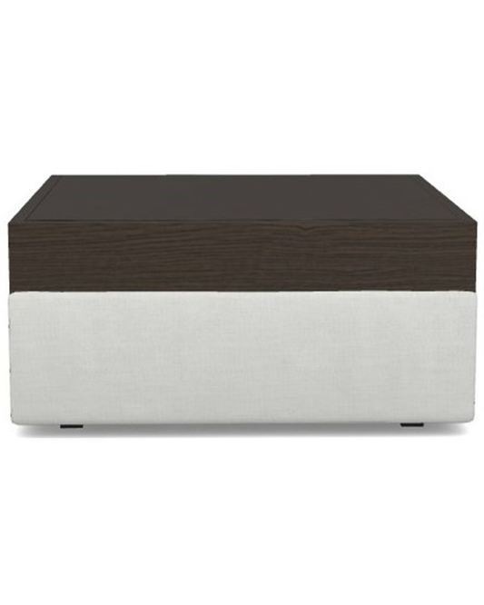 Walnut Crown Upholstered Ottoman - Cream