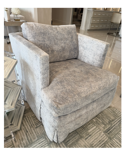 Skirted Stationary Chair - Blue and Silver