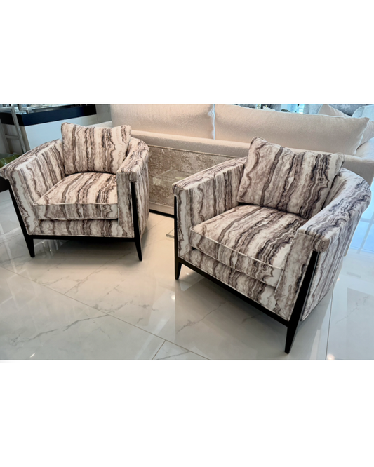 Chalice Chair - Marble Fabric in Cream and Taupe