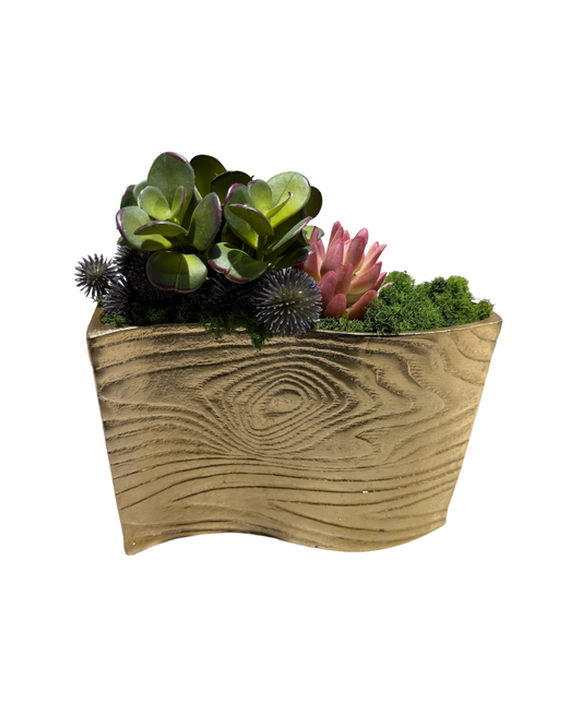 Custom Gold Wavy Container Floral