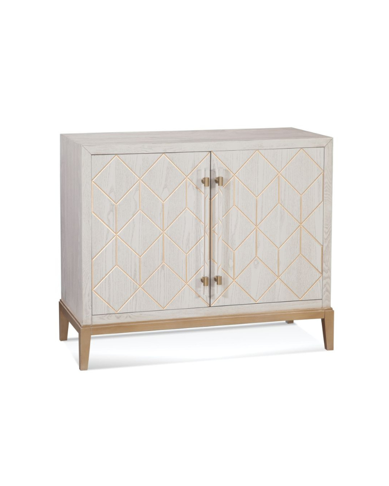 Geometric Nightstand - White and Antique Gold